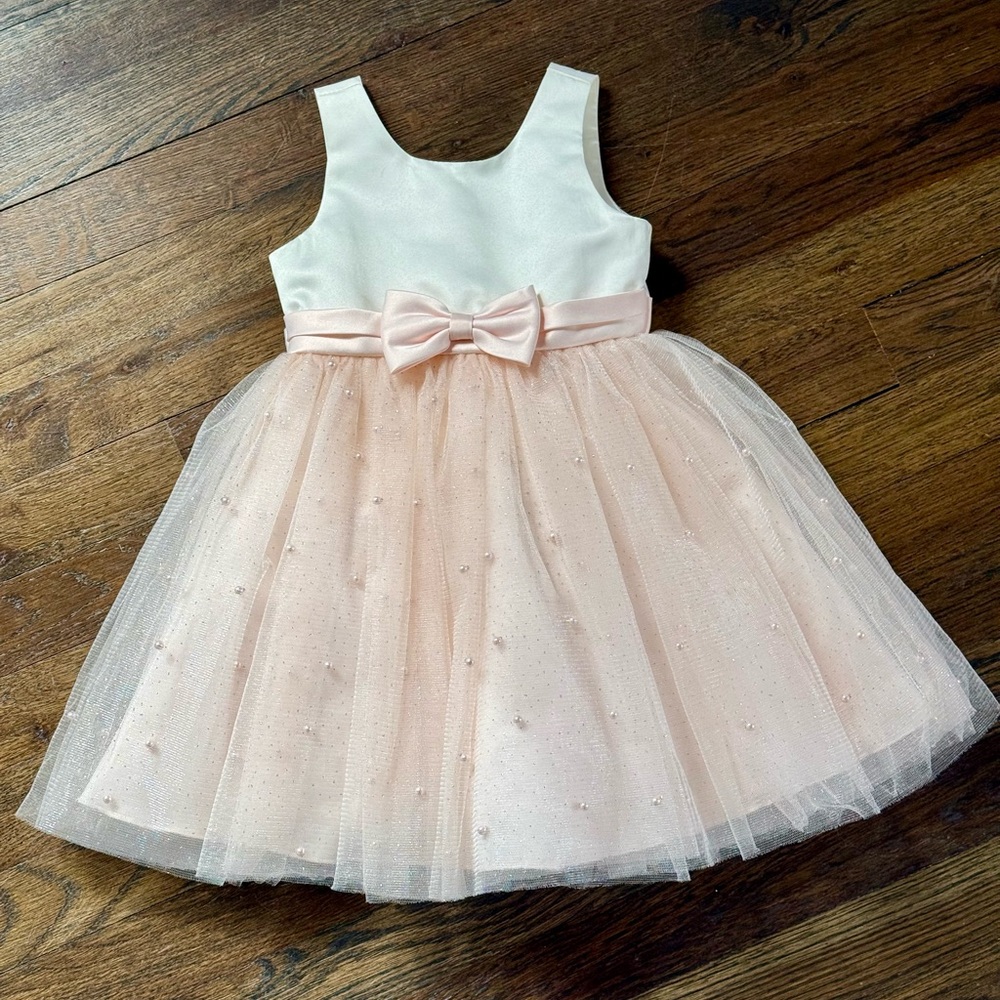 Elegant Kids Formal Dress in Cream and Pink